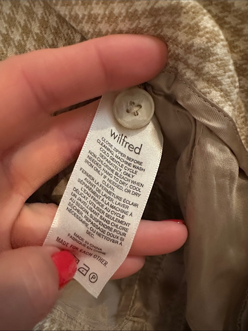 Wilfred Beige Houndstooth Dress Pants - Picture 5 of 6